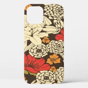 Seamless Floral Pattern With Red Flowers iPhone 12 Case