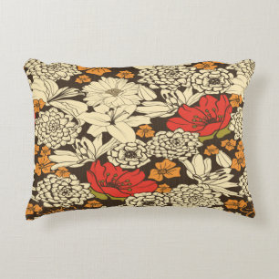 Seamless Floral Pattern With Red Flowers Decorative Cushion