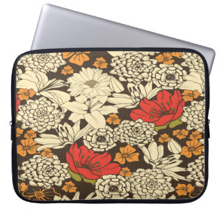 Seamless Floral Pattern With Red Flowers Laptop Sleeve