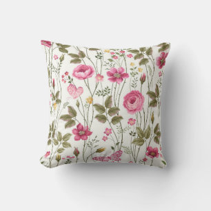 seamless floral pattern with roses and butterfly cushion