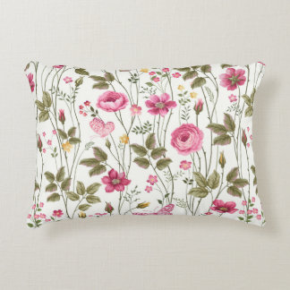 seamless floral pattern with roses and butterfly decorative cushion