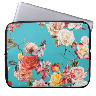 Seamless floral pattern with roses, watercolor. fl laptop sleeve