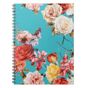 Seamless floral pattern with roses, watercolor. fl notebook