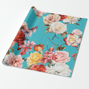 Seamless floral pattern with roses, watercolor. fl wrapping paper