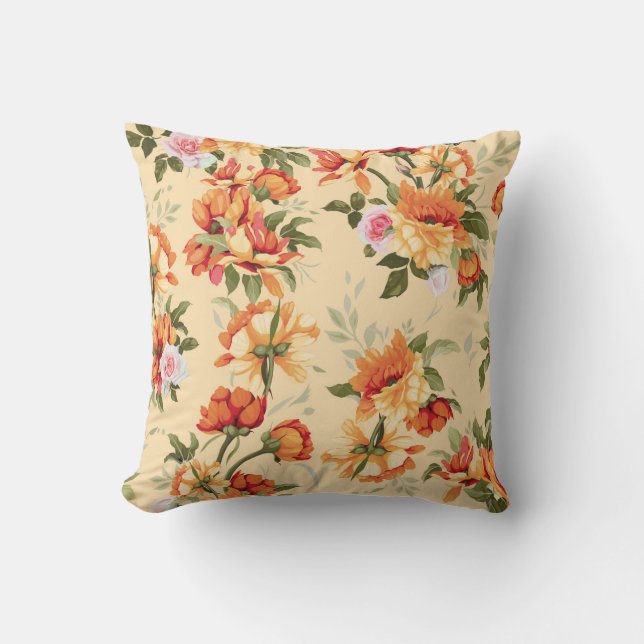 Seamless floral pattern with roses, watercolor. Il Cushion (Front)