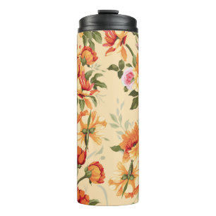 Seamless floral pattern with roses, watercolor. Il Thermal Tumbler