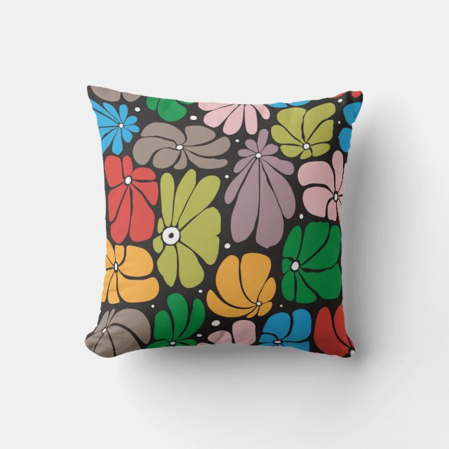 Seamless floral pattern with stylised large blosso cushion (Front)