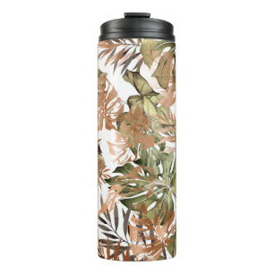 Seamless floral pattern with tropical and gold lea thermal tumbler