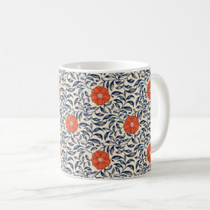 Seamless floral pattern with vibrant orange flower coffee mug