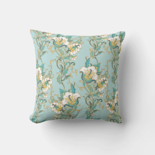Seamless floral pattern with white cotton flowersl cushion