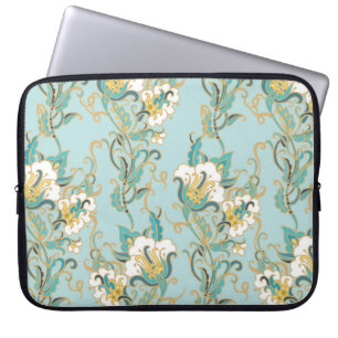 Seamless floral pattern with white cotton flowersl laptop sleeve