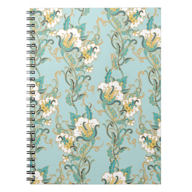 Seamless floral pattern with white cotton flowersl notebook (Front)