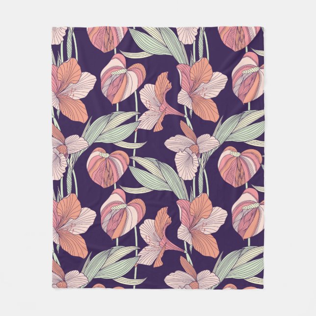 Seamless floral patternpattern,flower,orchid,moder fleece blanket (Front)
