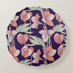 Seamless floral patternpattern,flower,orchid,moder round cushion