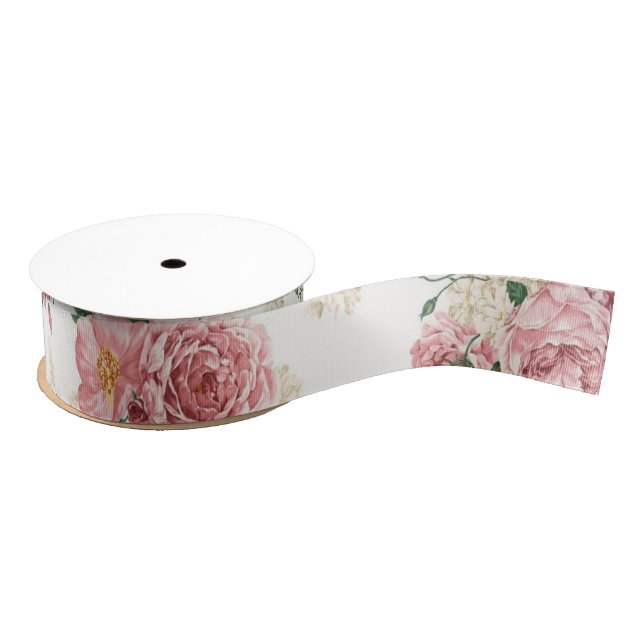 Seamless Floral Print Grosgrain Ribbon (Spool)
