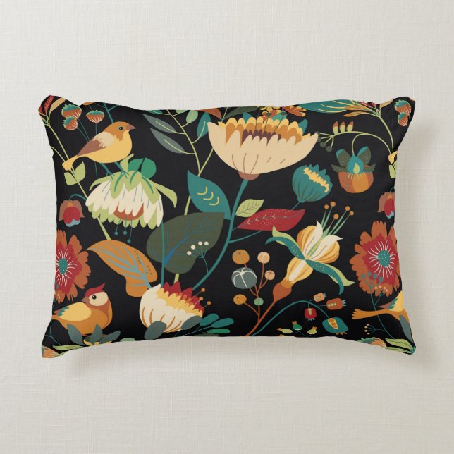 Seamless floral textile pattern. Floral fantasy wi Decorative Cushion (Front)