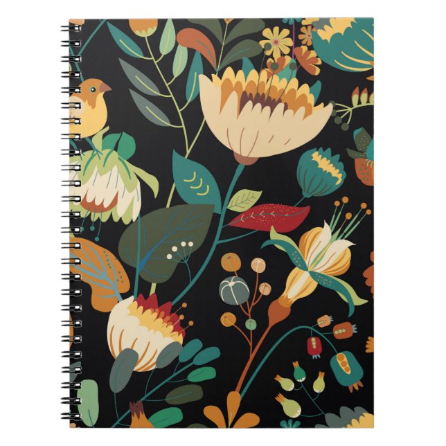 Seamless floral textile pattern. Floral fantasy wi Notebook (Front)