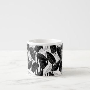 Seamless floral tropical leaves ficus ornamental d espresso cup
