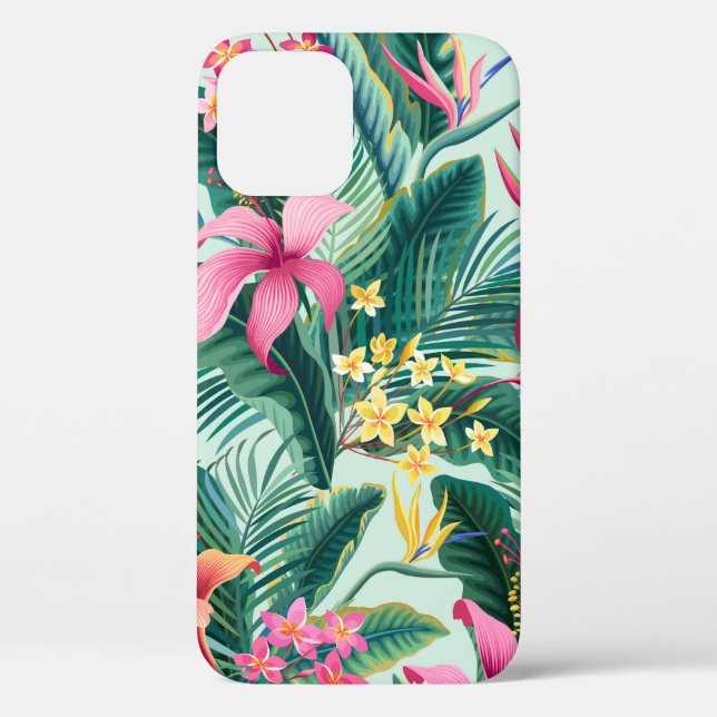 seamless floral tropical pattern with hibiscus and Case-Mate iPhone case (Back)