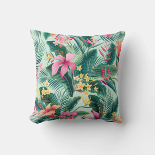 seamless floral tropical pattern with hibiscus and cushion