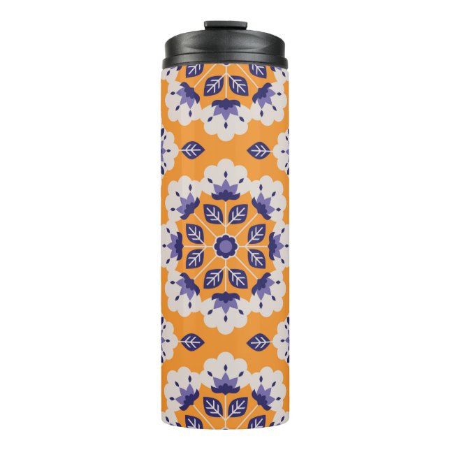 seamless floral vintage pattern thermal tumbler (Front)