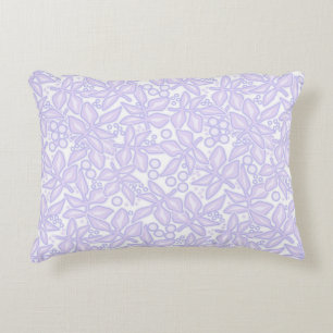 Seamless floral violet flowers lace leaves white p decorative cushion