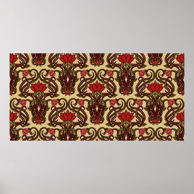 Seamless floral wallpaper in art nouveau style, Vi Poster (Front)