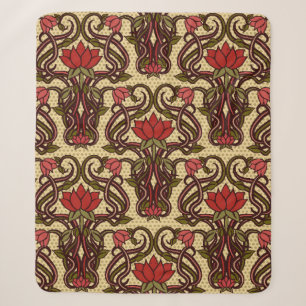 Seamless floral wallpaper in art nouveau style, Vi Sherpa Blanket