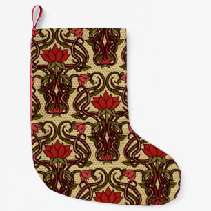 Seamless floral wallpaper in art nouveau style, Vi Small Christmas Stocking