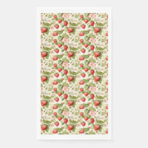 Seamless Floral With Red Strawberries Napkin