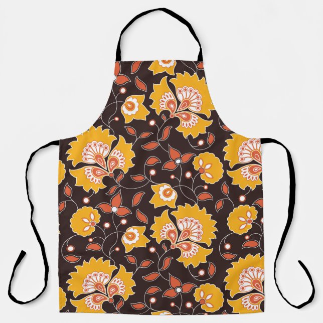 seamless flower coloured indian style pattern on b apron (Front)