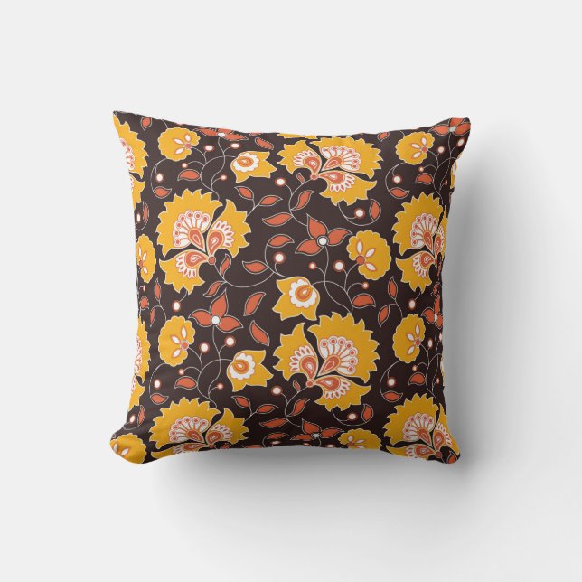 seamless flower coloured indian style pattern on b cushion (Front)