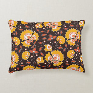 seamless flower coloured indian style pattern on b decorative cushion