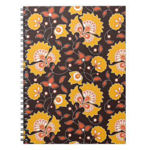 seamless flower coloured indian style pattern on b notebook