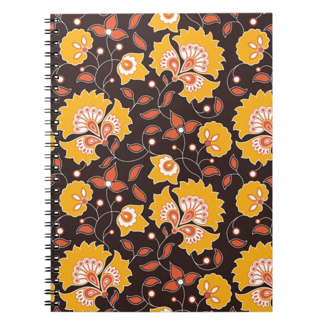 seamless flower coloured indian style pattern on b notebook (Front)
