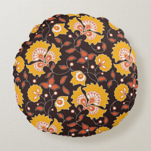 seamless flower coloured indian style pattern on b round cushion