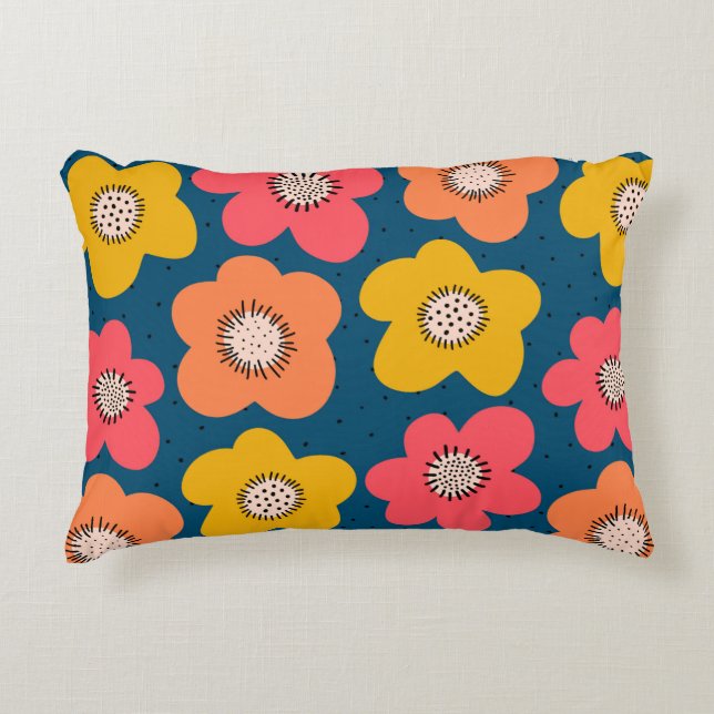 Seamless flower pattern. Bold florals Scandinavian Decorative Cushion (Front)
