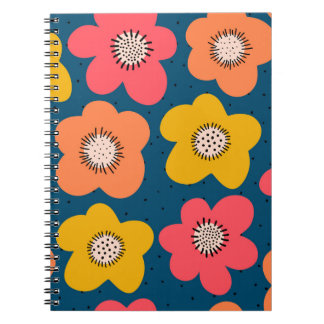Seamless flower pattern. Bold florals Scandinavian Notebook