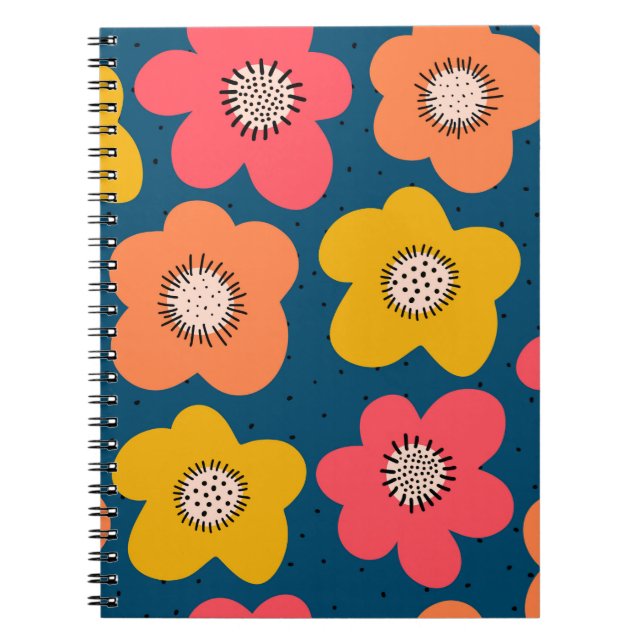 Seamless flower pattern. Bold florals Scandinavian Notebook (Front)