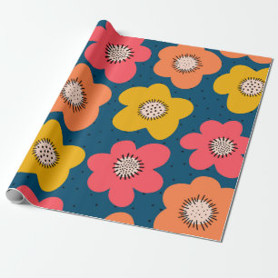 Seamless flower pattern. Bold florals Scandinavian Wrapping Paper