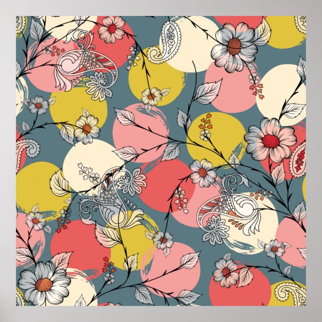 Seamless flower pattern on backgroundfloral, patte poster (Front)