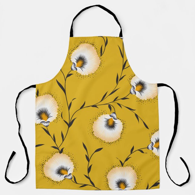 seamless flower pattern on yellowabstract,art,flow apron (Front)