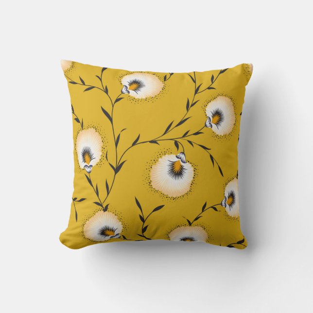 seamless flower pattern on yellowabstract,art,flow cushion (Front)