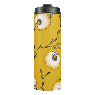 seamless flower pattern on yellowabstract,art,flow thermal tumbler