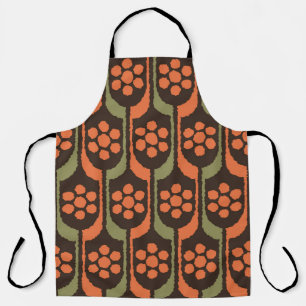 Seamless flower repeat pattern orange gold50s,60s, apron