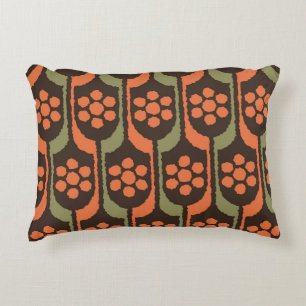 Seamless flower repeat pattern orange gold50s,60s, decorative cushion