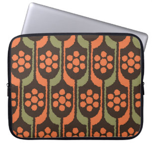 Seamless flower repeat pattern orange gold50s,60s, laptop sleeve