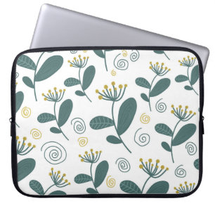 Seamless flowers background in Scandinavian style. Laptop Sleeve