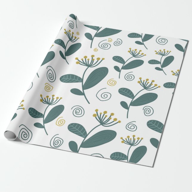 Seamless flowers background in Scandinavian style. Wrapping Paper (Unrolled)