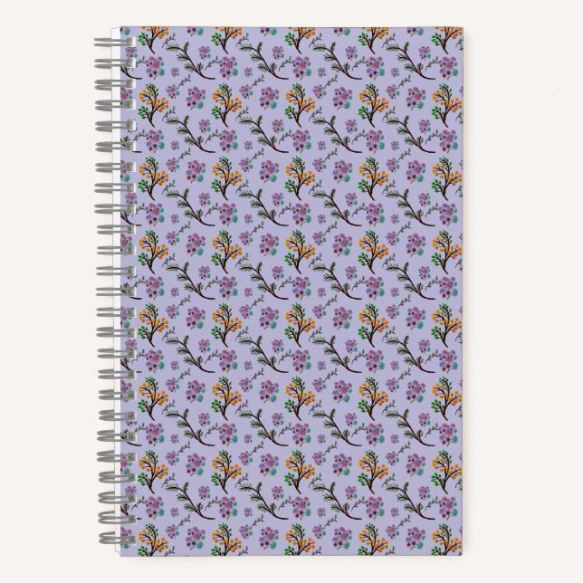 Seamless Forest Leaves Pattern Dark Botanical  Notebook (Front)